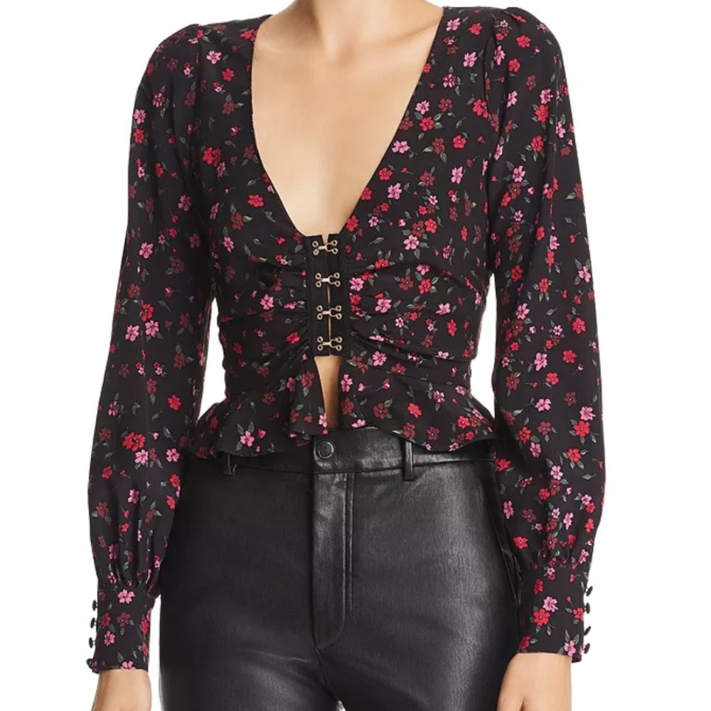 For Love & Lemons Isabella Floral Peplum Top
